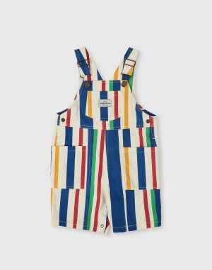 90's Bold Stripe James Denim Pocket Overalls