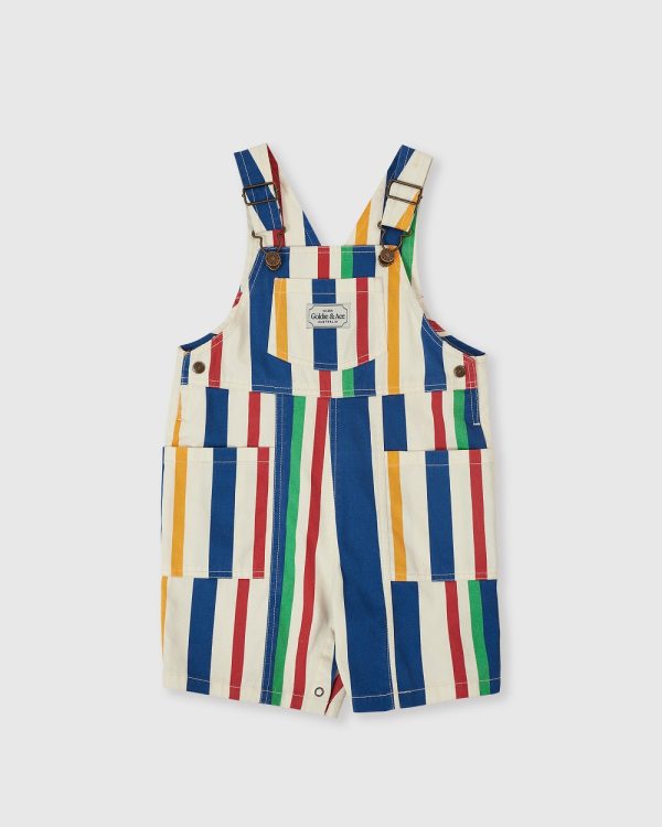 90's Bold Stripe James Denim Pocket Overalls
