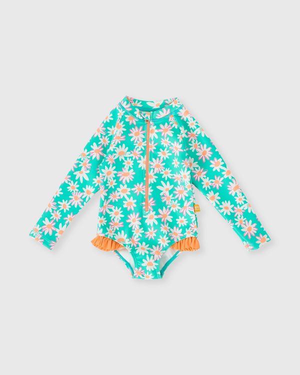 Daisy Patch Long Sleeve Frill Swimsuit