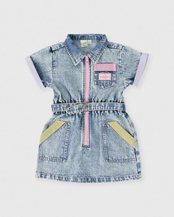 Pastel Pop Piper Denim Belted Dress