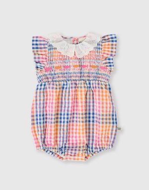 Rainbow Gingham Lani Smocked Romper