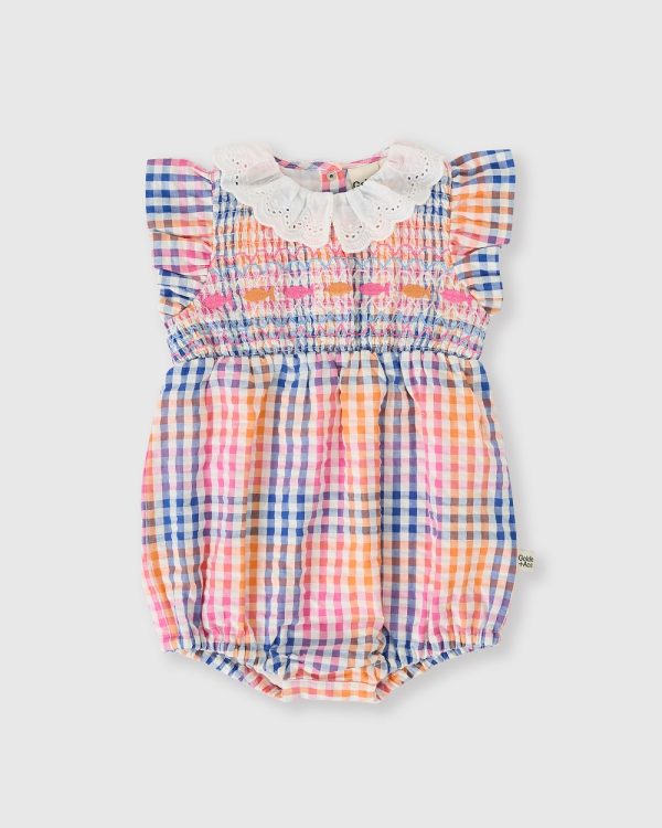 Rainbow Gingham Lani Smocked Romper