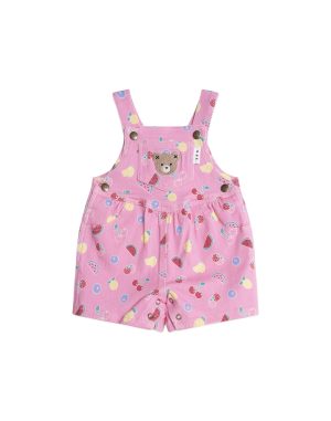 Pink Fruit Emoji Short Overalls