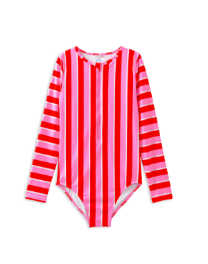 Candy Stripe Long Sleeve Swimsuit