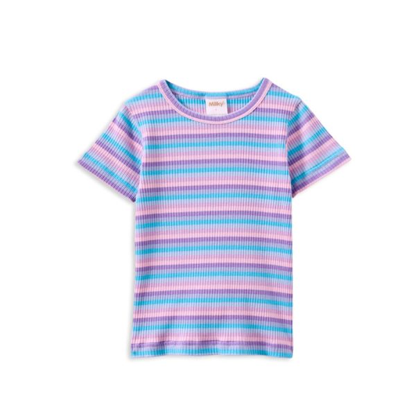 Lilac Stripe Rib Tee