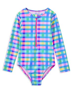 Picnic Check Long Sleeve Swimsuit